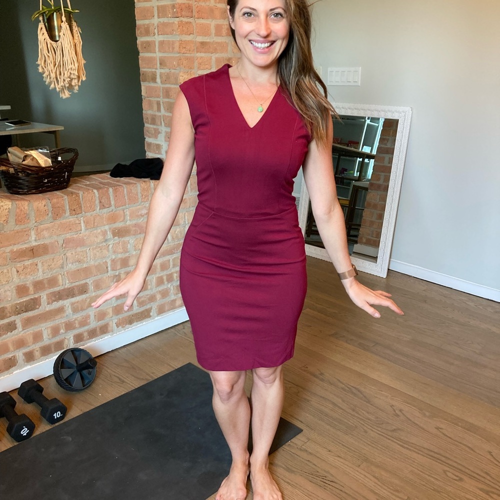 Mango: Burgundy Sleeveless Work Dress
